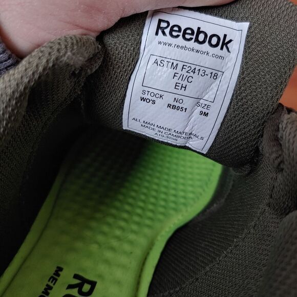 Reebok Work Sublite RB051 Womens Size 9M Olive Green W/ Composite Toe Sneaker - Picture 4 of 12